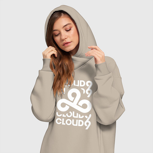 Женская толстовка-платье Cloud9 - in logo / Миндальный – фото 3