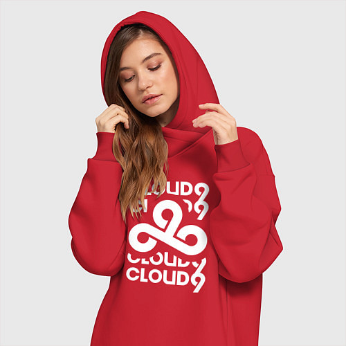 Женская толстовка-платье Cloud9 - in logo / Красный – фото 3