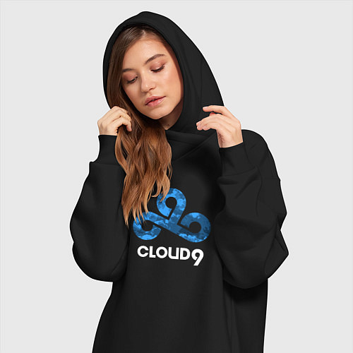 Женская толстовка-платье Cloud9 - blue cloud logo / Черный – фото 3