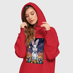 Женское худи-платье Ночной кролик, цвет: красный — фото 2