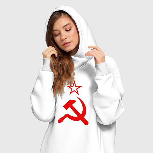 Женская толстовка-платье Серп, молот и звезда / Белый – фото 3