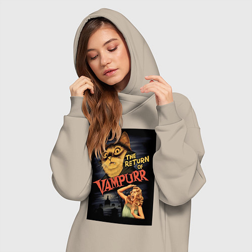 Женская толстовка-платье Кот возвращение вампира / Миндальный – фото 3