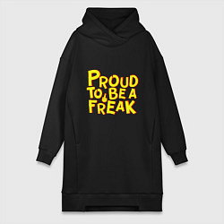 Женское худи-платье Proud to be a freak, цвет: черный