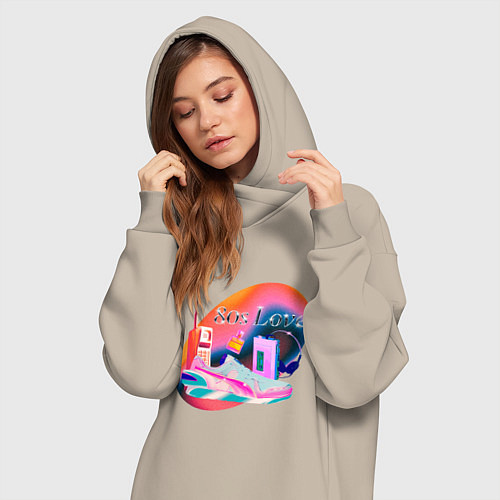 Женская толстовка-платье 80s Love / Миндальный – фото 3