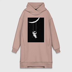 Женская толстовка-платье Космонавт на качелях планета