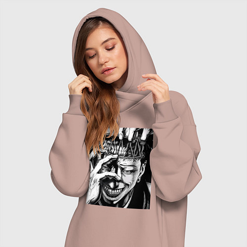 Женская толстовка-платье Магическая битва Сугуру Гэто / Пыльно-розовый – фото 3