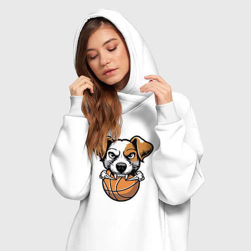 Женская толстовка-платье Баскетбольный Джек Рассел терьер / Белый – фото 3