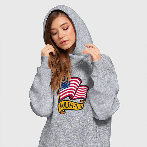 Женская толстовка-платье American flag / Меланж – фото 3