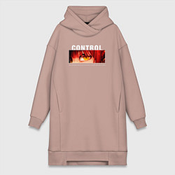 Женское худи-платье Глаза Макимы - Человек бензопила, цвет: пыльно-розовый