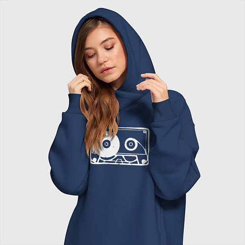 Женская толстовка-платье Audio tape / Тёмно-синий – фото 3