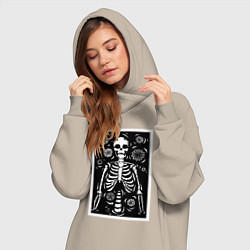 Женское худи-платье Скелет иллюстрация, цвет: миндальный — фото 2