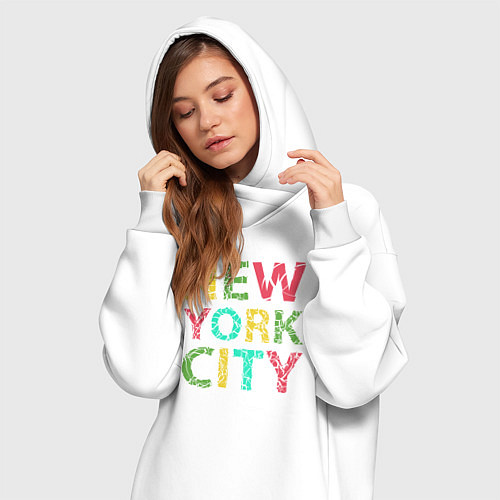 Женская толстовка-платье New York city colors / Белый – фото 3