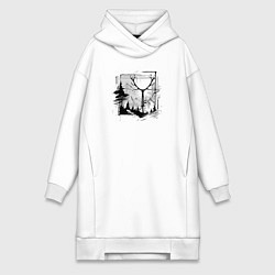 Женское худи-платье Осеннее приключение, цвет: белый