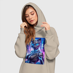 Женское худи-платье Cyber panter - ai art fantasy, цвет: миндальный — фото 2