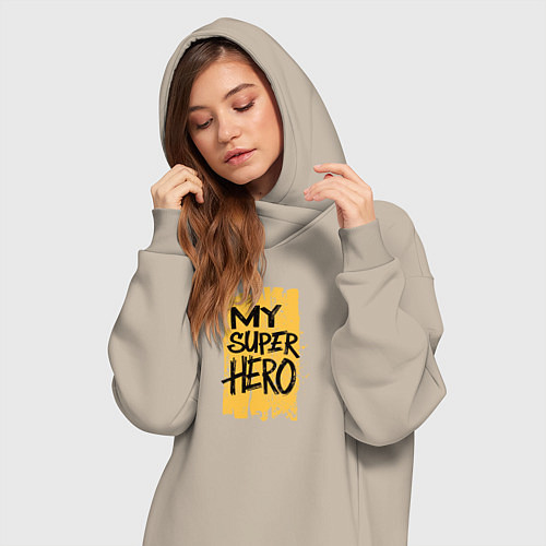 Женская толстовка-платье Мой супергерой / Миндальный – фото 3
