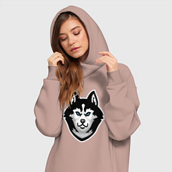 Женское худи-платье Волчонок, цвет: пыльно-розовый — фото 2