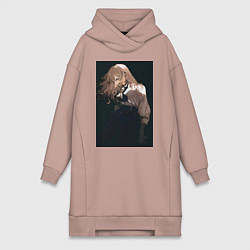 Женское худи-платье Ведьма и чудовище Гидо, цвет: пыльно-розовый