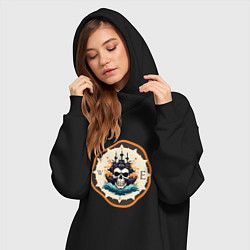 Женское худи-платье Приключения пиратов, цвет: черный — фото 2