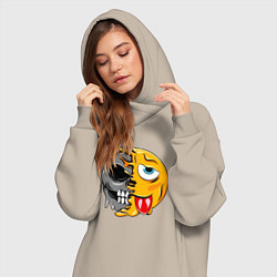 Женское худи-платье Смайл с языком, цвет: миндальный — фото 2