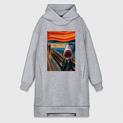 Женская толстовка-платье Акула кричит - мем нейросеть