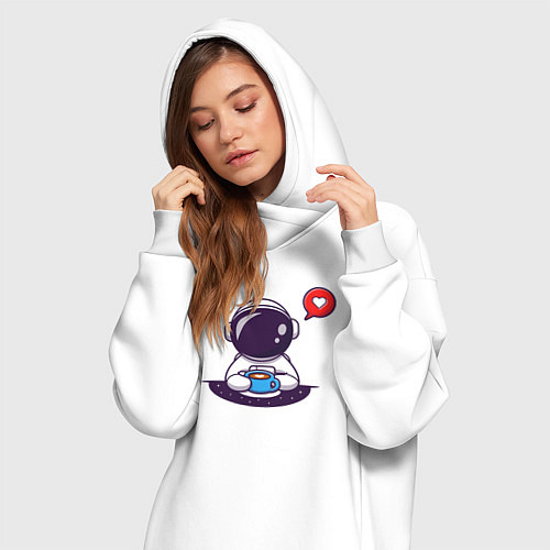 Женская толстовка-платье Космический кофе / Белый – фото 3