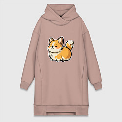 Женская толстовка-платье Милый корги пухленький