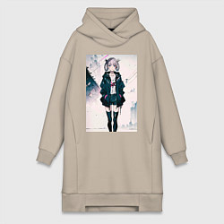 Женское худи-платье Надзуна Нанакуса - Песнь ночных сов, цвет: миндальный