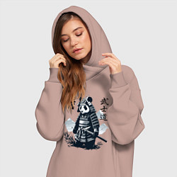 Женское худи-платье Panda samurai - bushido ai art fantasy, цвет: пыльно-розовый — фото 2
