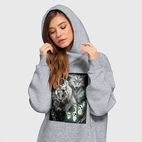 Женская толстовка-платье Принцесса Мононоке духи / Меланж – фото 3