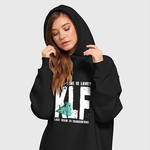 Женская толстовка-платье Klf - What time is love / Черный – фото 3