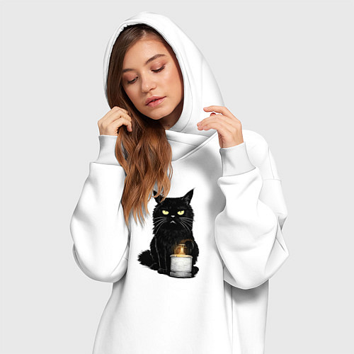 Женская толстовка-платье Кот с примусом / Белый – фото 3