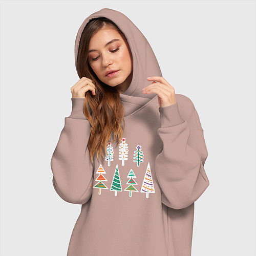 Женская толстовка-платье Ёлки / Пыльно-розовый – фото 3