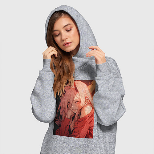 Женская толстовка-платье Человек-бензопила Пауэр Охотница на демонов / Меланж – фото 3