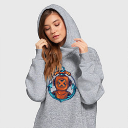 Женское худи-платье Ретро моряк аквалангист, цвет: меланж — фото 2