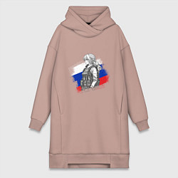 Женская толстовка-платье Аниме девушка на фоне триколора