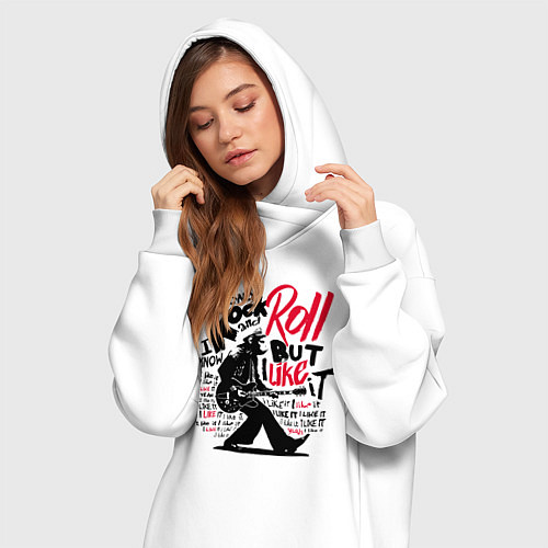 Женская толстовка-платье Шимпанзе играет рок-н-рол / Белый – фото 3