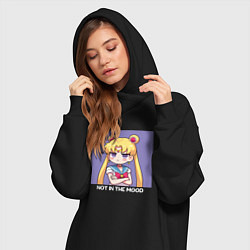 Женское худи-платье Недовольная забавная Сейлор Мун не в настроении, цвет: черный — фото 2
