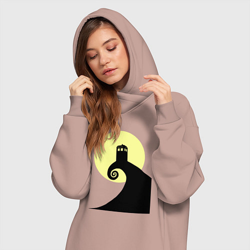 Женская толстовка-платье Tardis night / Пыльно-розовый – фото 3