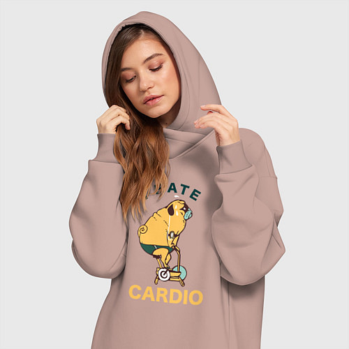 Женская толстовка-платье Мопс ненавидит кардио / Пыльно-розовый – фото 3