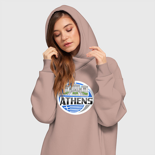 Женская толстовка-платье Греция Афины / Пыльно-розовый – фото 3