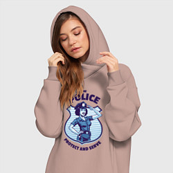 Женское худи-платье Полиция - служить и защищать, цвет: пыльно-розовый — фото 2