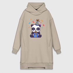 Женское худи-платье Панда с подарочком, цвет: миндальный