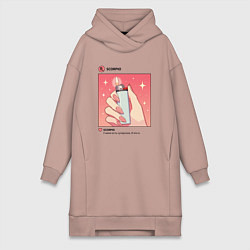 Женское худи-платье Знак зодиака скорпион аниме пост в соц сети, цвет: пыльно-розовый