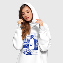 Женское худи-платье Кофе для пингвина, цвет: белый — фото 2