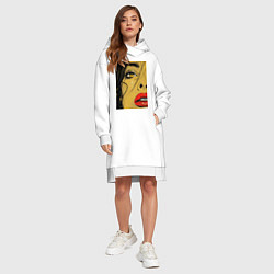 Женское худи-платье Женский портрет поп-арт, цвет: белый — фото 2