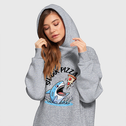 Женская толстовка-платье Shark pizza - ai art fantasy / Меланж – фото 3