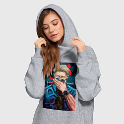 Женское худи-платье Магическая битва Кэнто Нанами маг первого класса а, цвет: меланж — фото 2