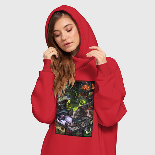 Женская толстовка-платье Half life 1 - levels and bosses / Красный – фото 3