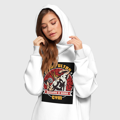 Женская толстовка-платье Моя геройская академия Всемогущий зал / Белый – фото 3