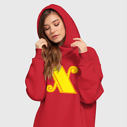 Женское худи-платье Знак X, цвет: красный — фото 2